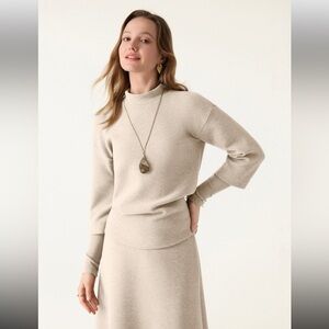 OGL NEW Heather Beige FuzzLuxe Mockneck Sleeve Warmer Top Size Medium